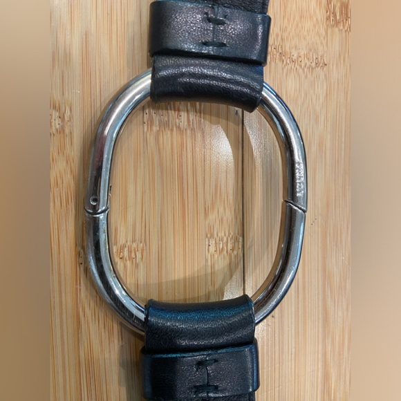 PRADA silver Loop Women’s Black Leather Belt - Picture 2 of 8
